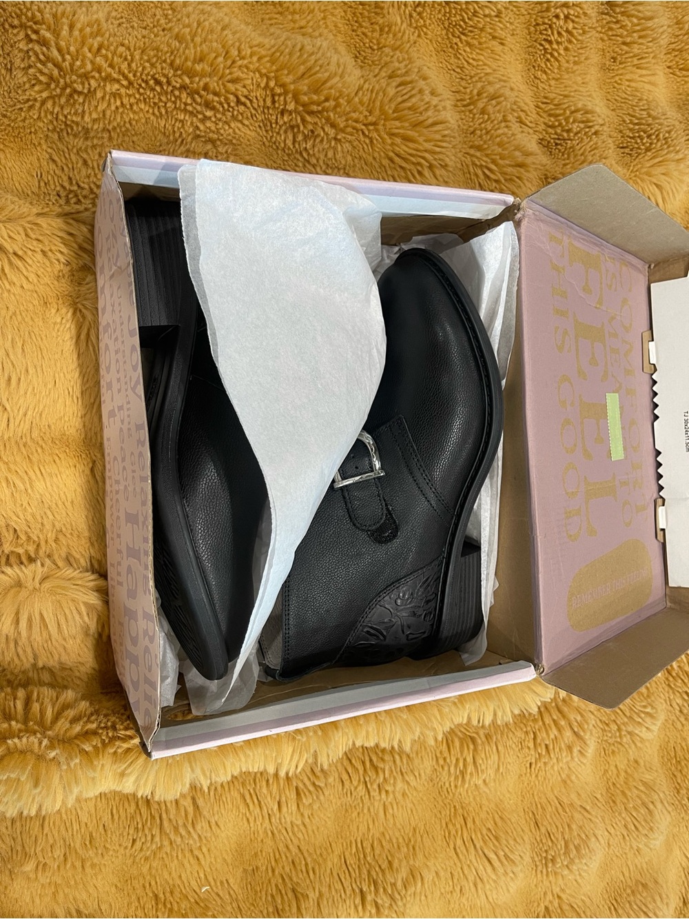 Alegria Black Leather Buckle Ankle Boots - Picture 10 of 11